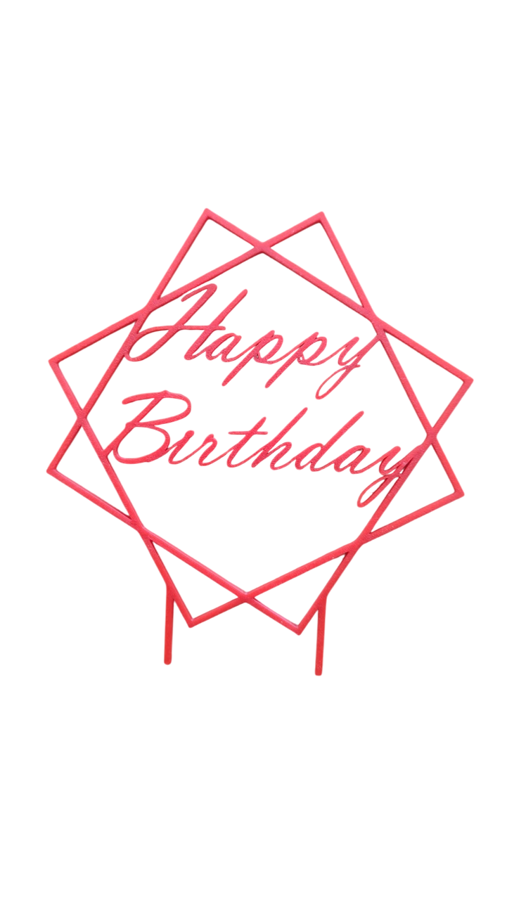 Топпер для торта Happy Birthday квадраты Красный (714)