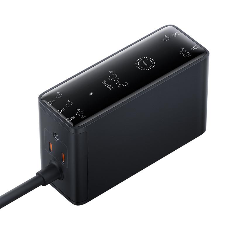 Зарядний пристрій для кабелю BASEUS Baseus Digital GaN Intelligent Desktop Fast Charger 3C+U+DC 240W EU Cluster Black (P10163901113-00) - фото 5 Зарядний пристрій для кабелю BASEUS Baseus Digital GaN Intelligent Desktop Fast Charger 3C+U+DC 240W EU Cluster Black (P10163901113-00) - фото 5