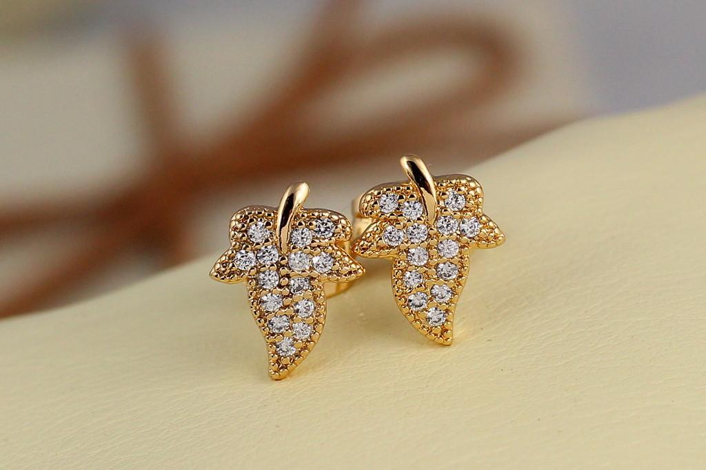 Серьги гвоздики  Xuping Jewelry Листики 1,2 см Золотистый