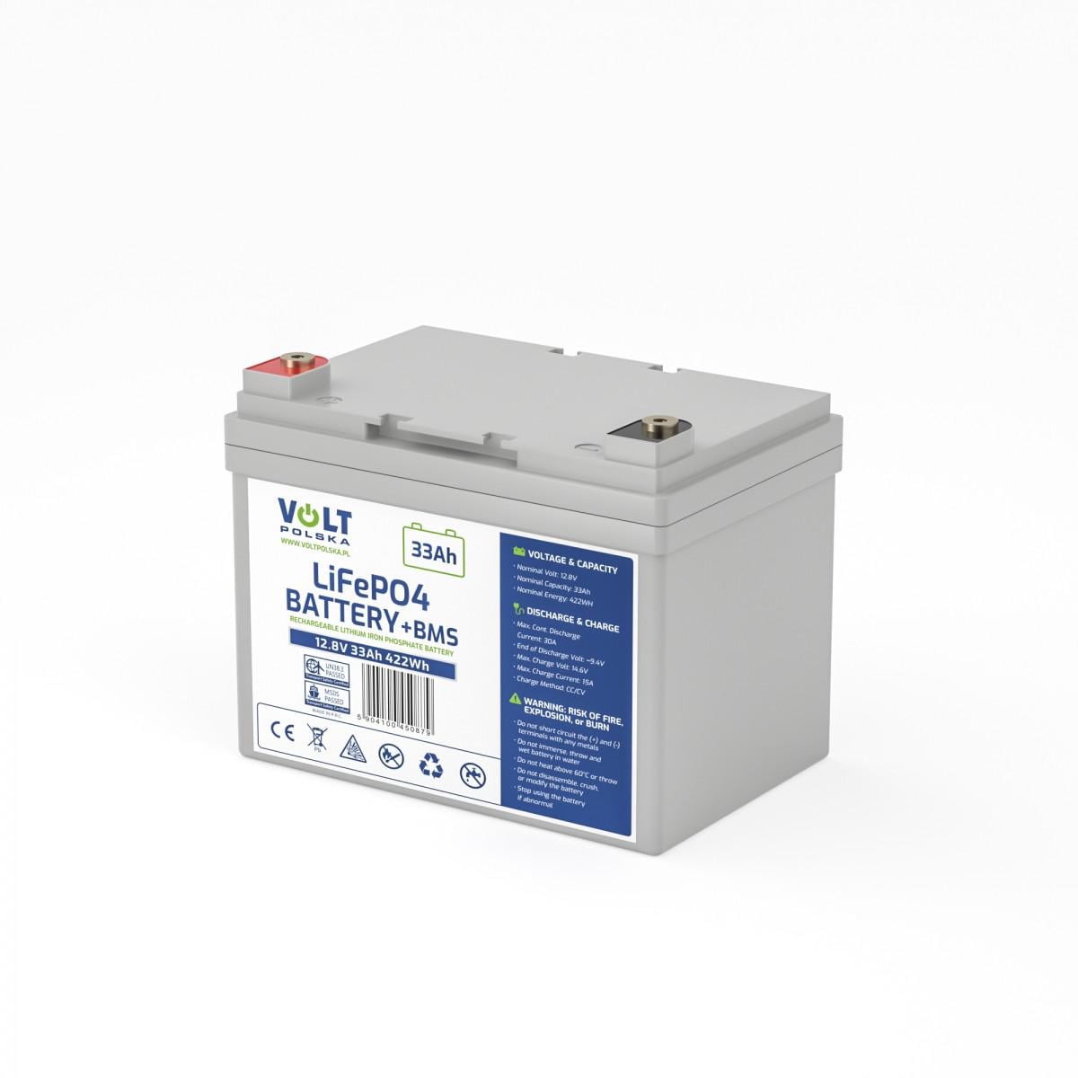 Аккумулятор Volt Polska LiFePO4 VPRO 12,8V 33 Ah 30A BMS (6AKLI03312)