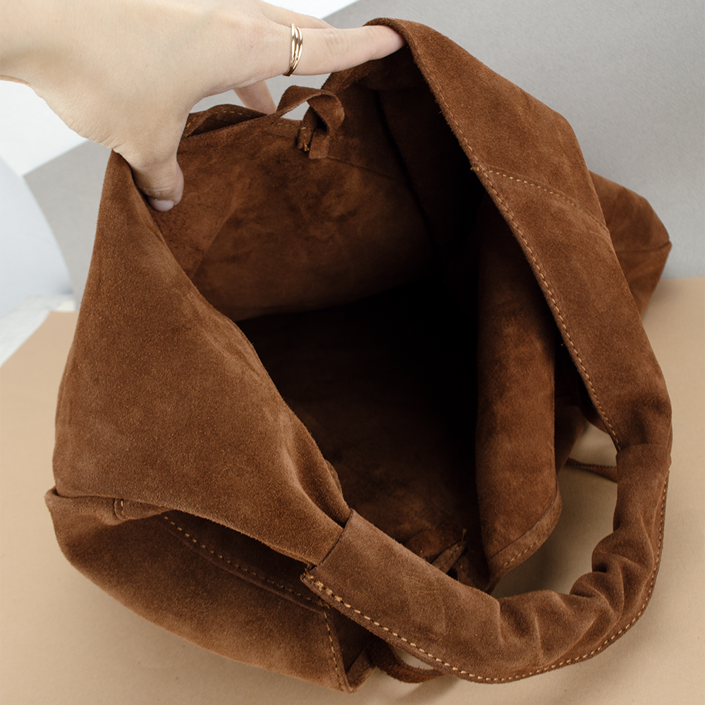 Сумка-шопер жіноча Virginia Conti 03801 замшева з гаманцем Темно-рудий (2413059977) - фото 4 Сумка-шопер жіноча Virginia Conti 03801 замшева з гаманцем Темно-рудий (2413059977) - фото 4