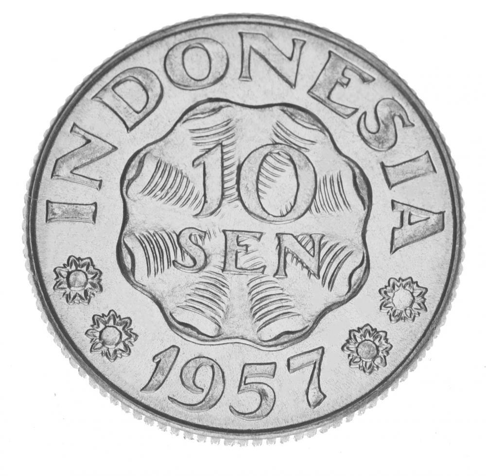 Коллекционная монета Индонезия 10 сен 1957 AU-UNC (М16009)