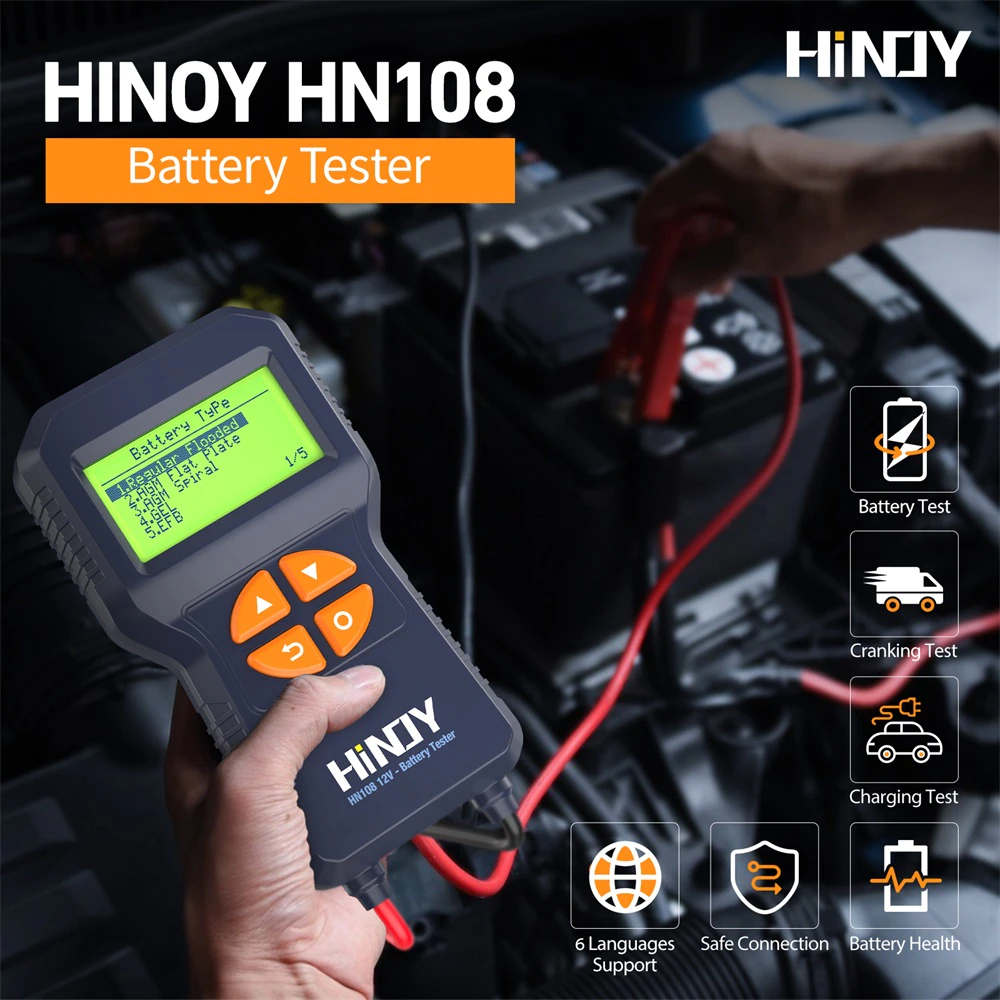 Тестер автомобильного аккумулятора HINOY HN108 12 V - фото 2