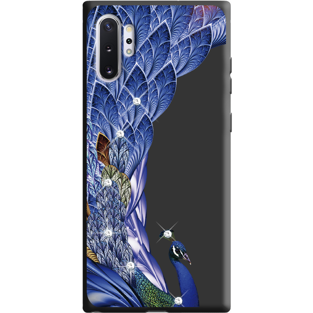 Чехол Boxface Samsung N975 Galaxy Note 10 Plus Павлин со стразами Черный силикон (37686-rs7-38700)