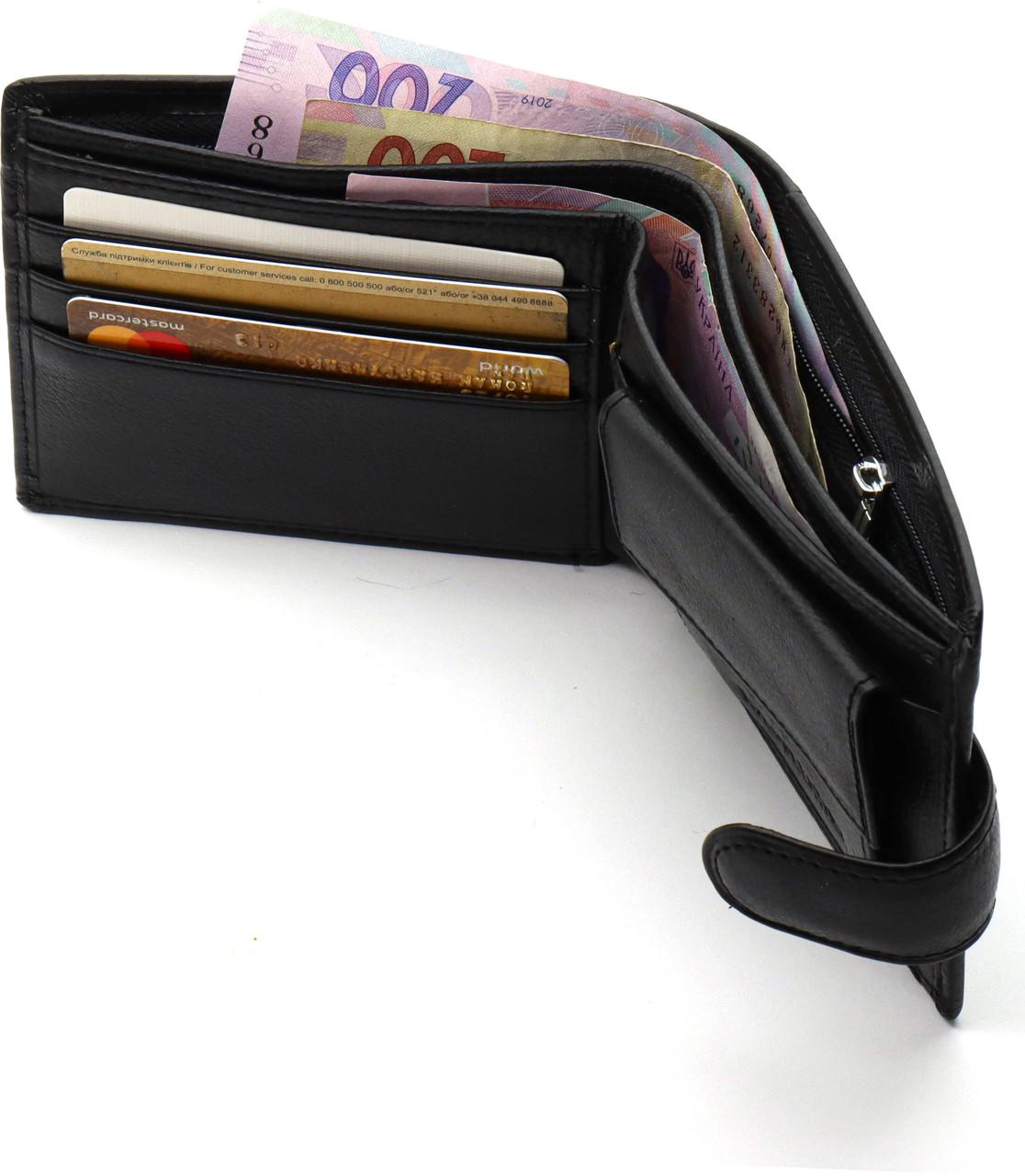 Портмоне мужское St Leather на кожаной кнопке Черный (ST-104-1) - фото 4 Портмоне мужское St Leather на кожаной кнопке Черный (ST-104-1) - фото 4