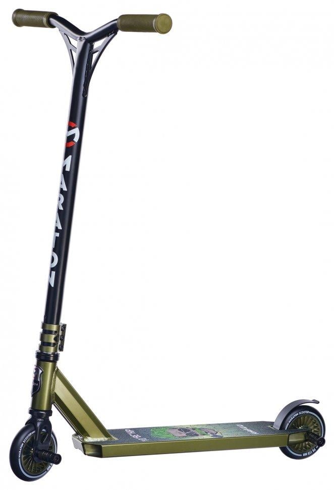 Самокат трюковый Maraton Rapid HIC с прочной рамой и пегами Зеленый Хаки