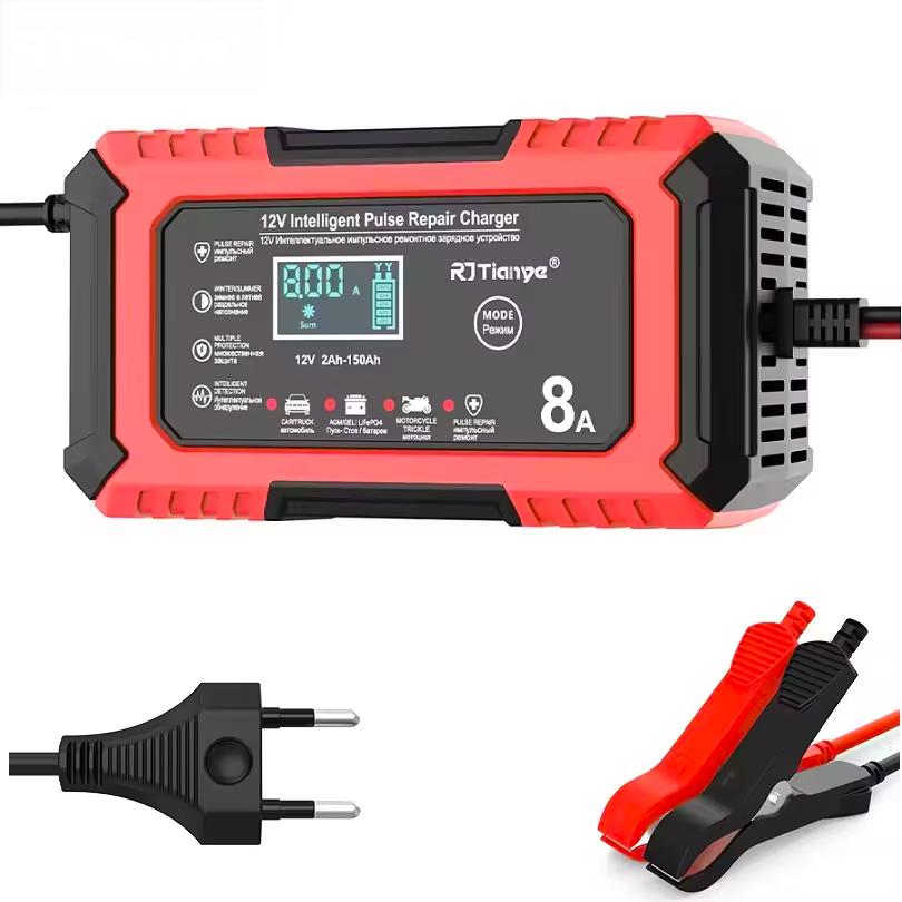 Зарядное устройство RJ Tianye 12V 8A для кислотных/гелевых/AGM и LiFePO4 аккумуляторов с функцией восстановления и дисплеем (001111) Зарядное устройство RJ Tianye 12V 8A для кислотных/гелевых/AGM и LiFePO4 аккумуляторов с функцией восстановления и дисплеем (001111)