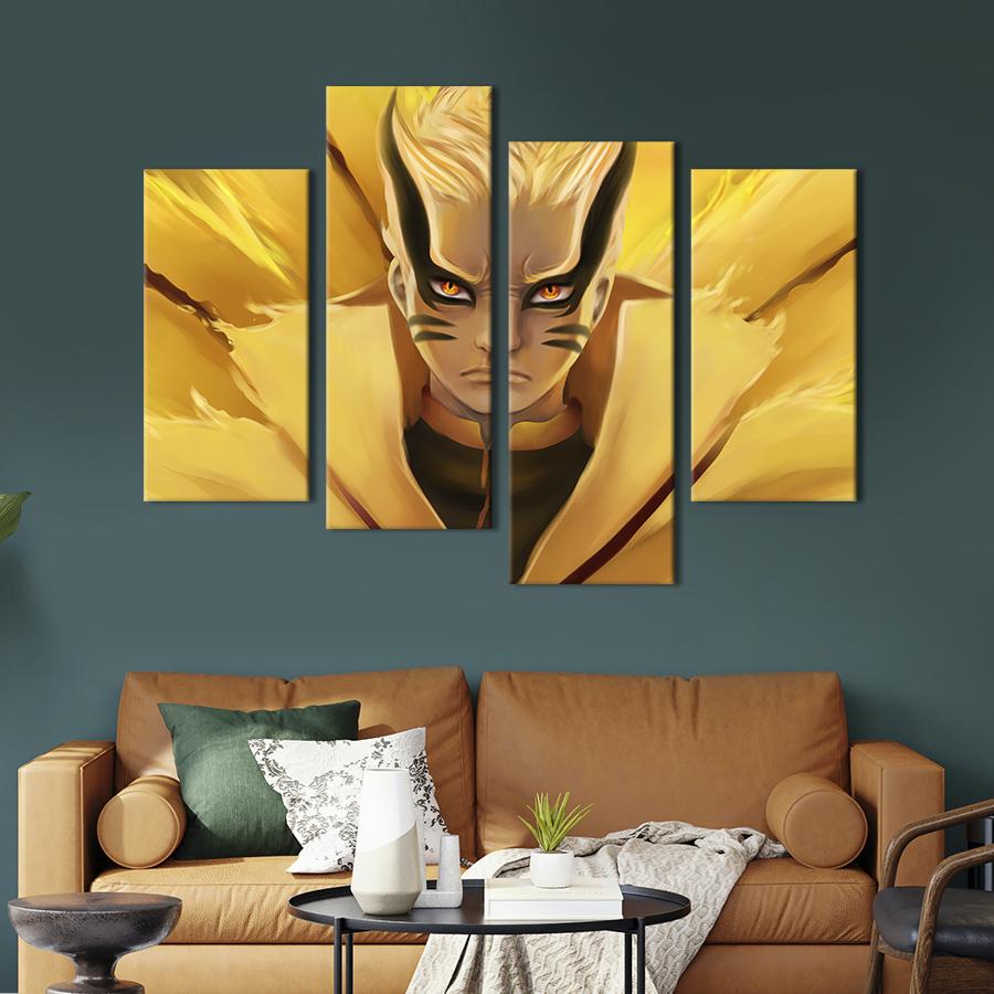 Картина модульная из 4 частей Культовый Наруто в режиме Бариона M 89x56 см (731-42)