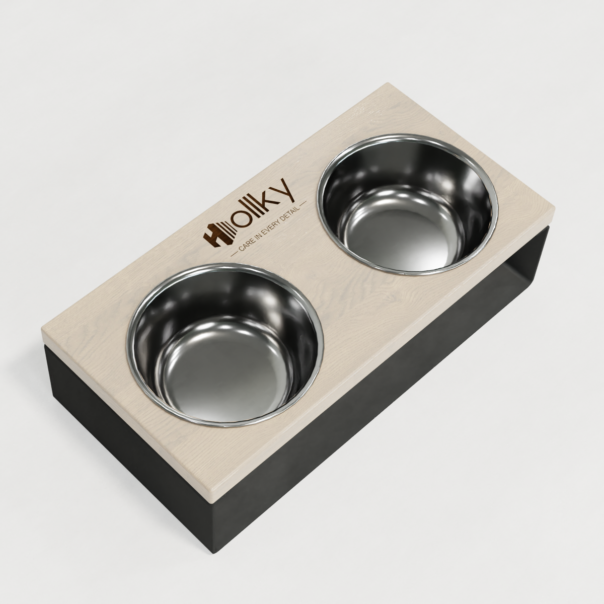 Миски на подставке из цельного металлического листа для собак и котов Hollky SteelWood S 2х0,45 л (SWS-36188-GRWH) - фото 6 Миски на подставке из цельного металлического листа для собак и котов Hollky SteelWood S 2х0,45 л (SWS-36188-GRWH) - фото 6