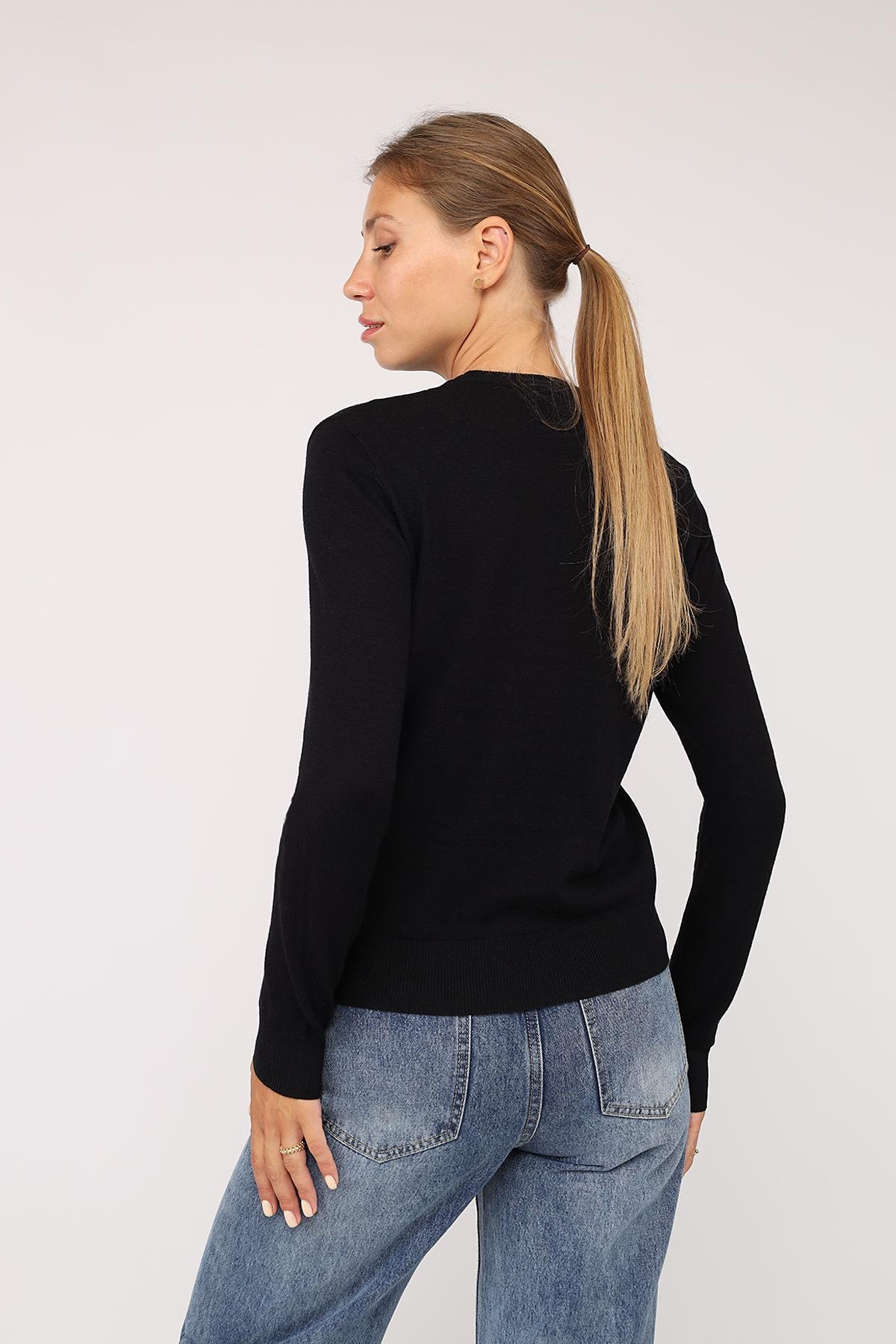 Джемпер жіночий ЦБ-00273137 р. 52 Чорний (SKT001053475) - фото 6 Джемпер жіночий ЦБ-00273137 р. 52 Чорний (SKT001053475) - фото 6