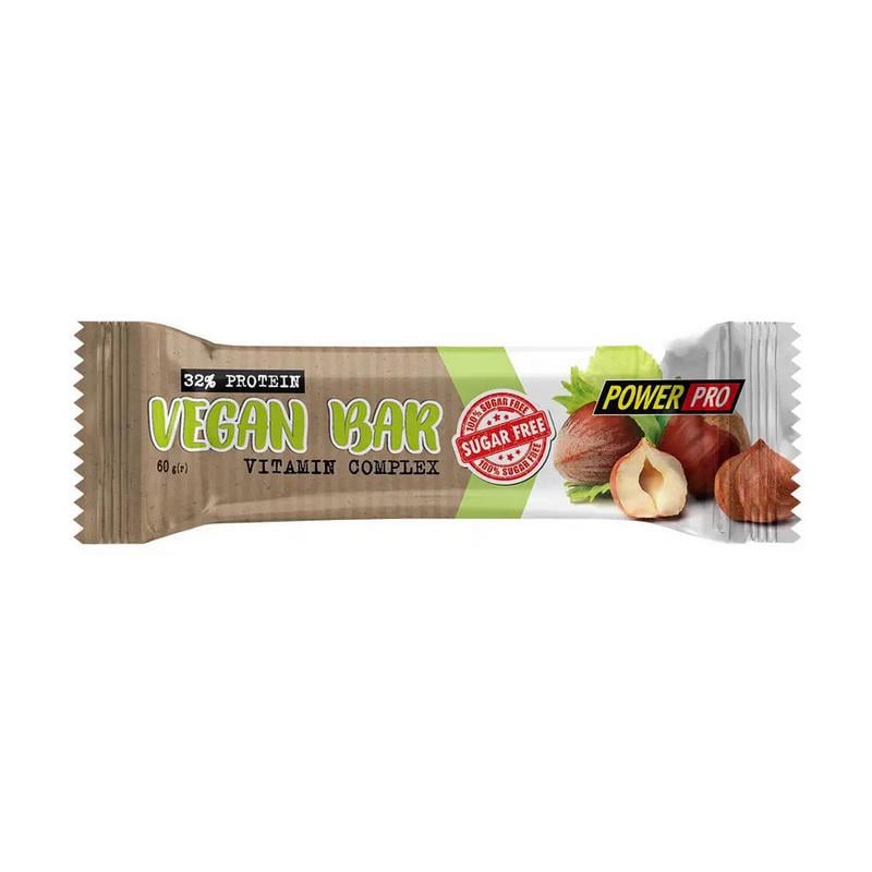 Протеиновый веганский батончик 19 г белка без добавленного сахара Power Pro Vegan Bar 32% 60 г
