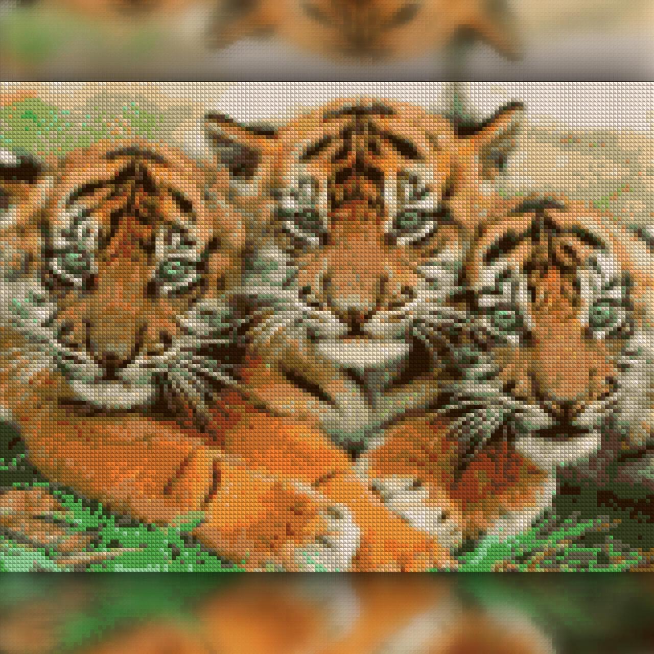 Алмазная мозаика на подрамнике The Wortex Diamonds Маленькие тигры 50x60 см (TWD20079XL+P)