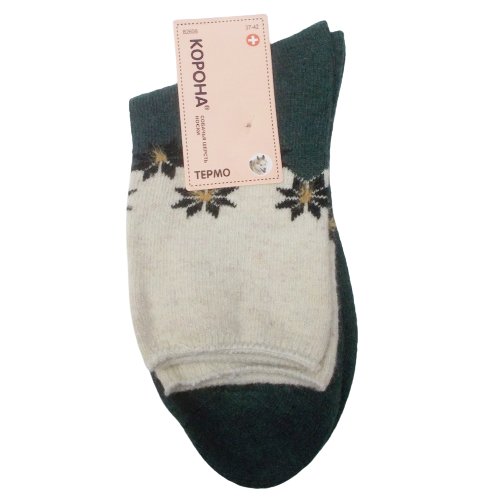 Термоноски из собачьей шерсти Корона 2608 без резинки р. 37-42 Зеленый (1511282285)