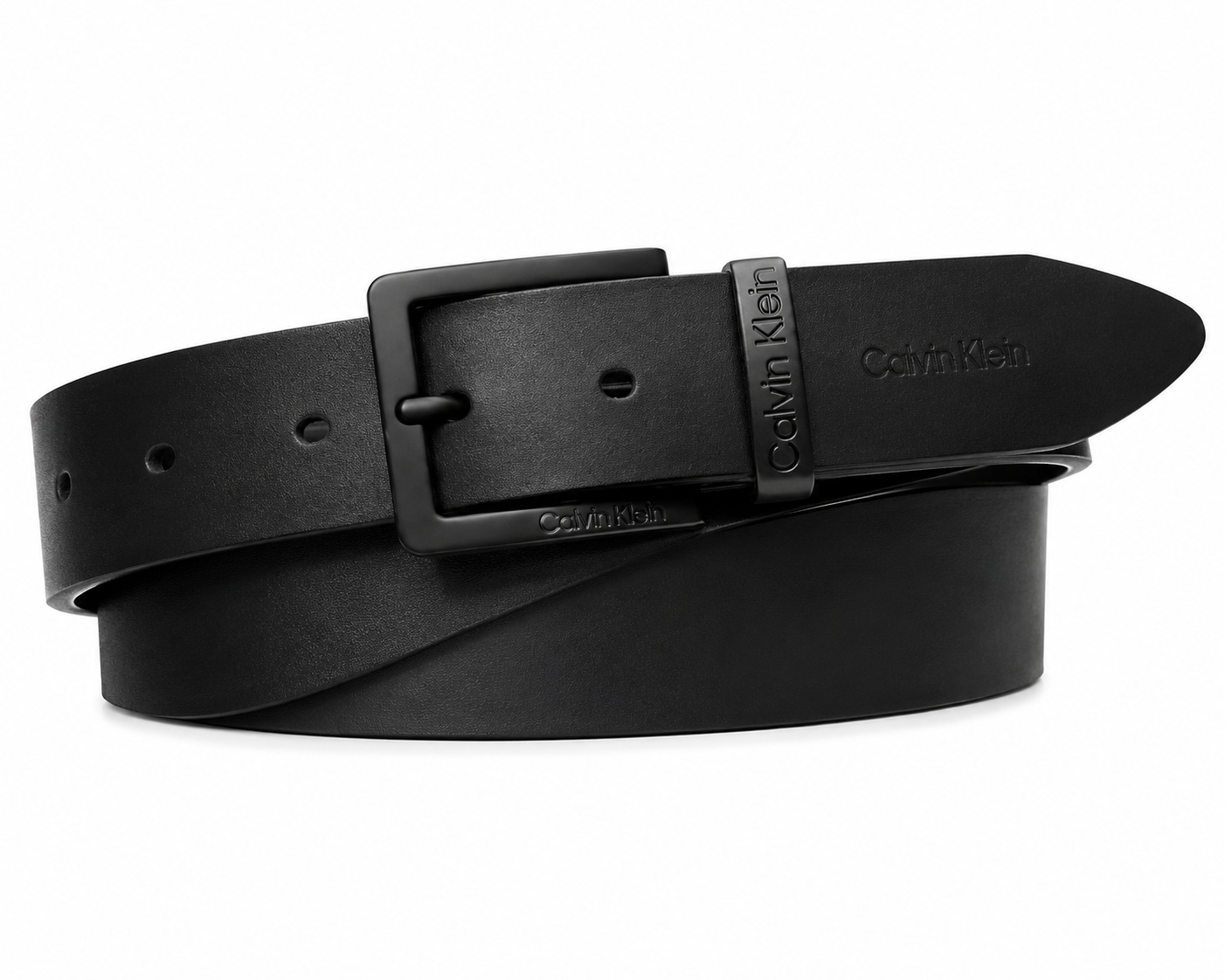 Ремінь чоловічий шкіряний із чорною пряжкою в стилі Calvin Klein у коробці 115 см (ck011_01)