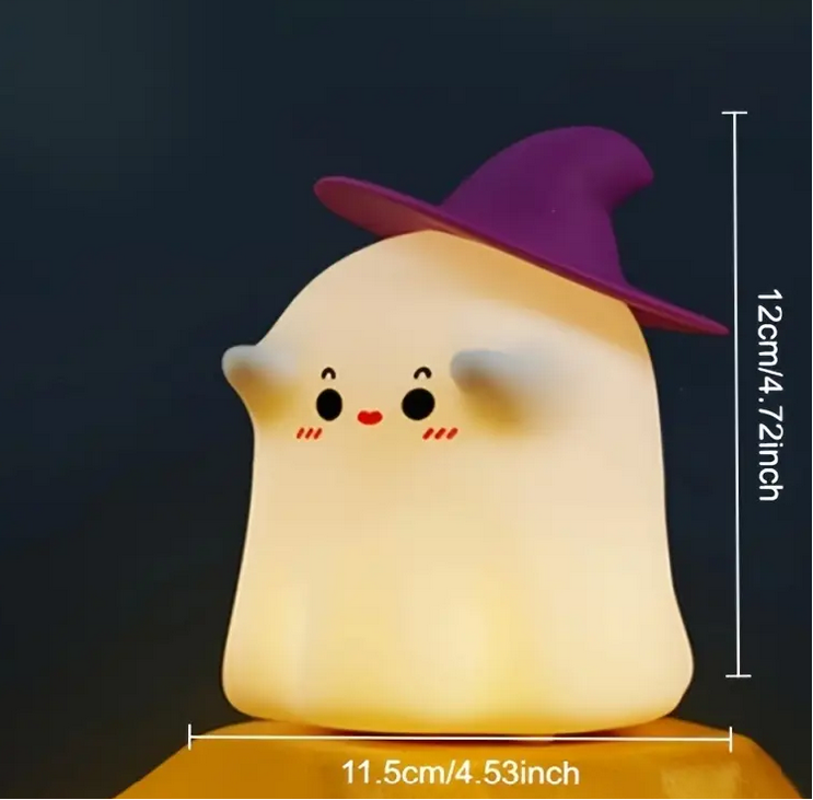 Нічник дитячий акумуляторний силіконовий Привид в капелюсі Білий (YH-319SH) - фото 2 Нічник дитячий акумуляторний силіконовий Привид в капелюсі Білий (YH-319SH) - фото 2