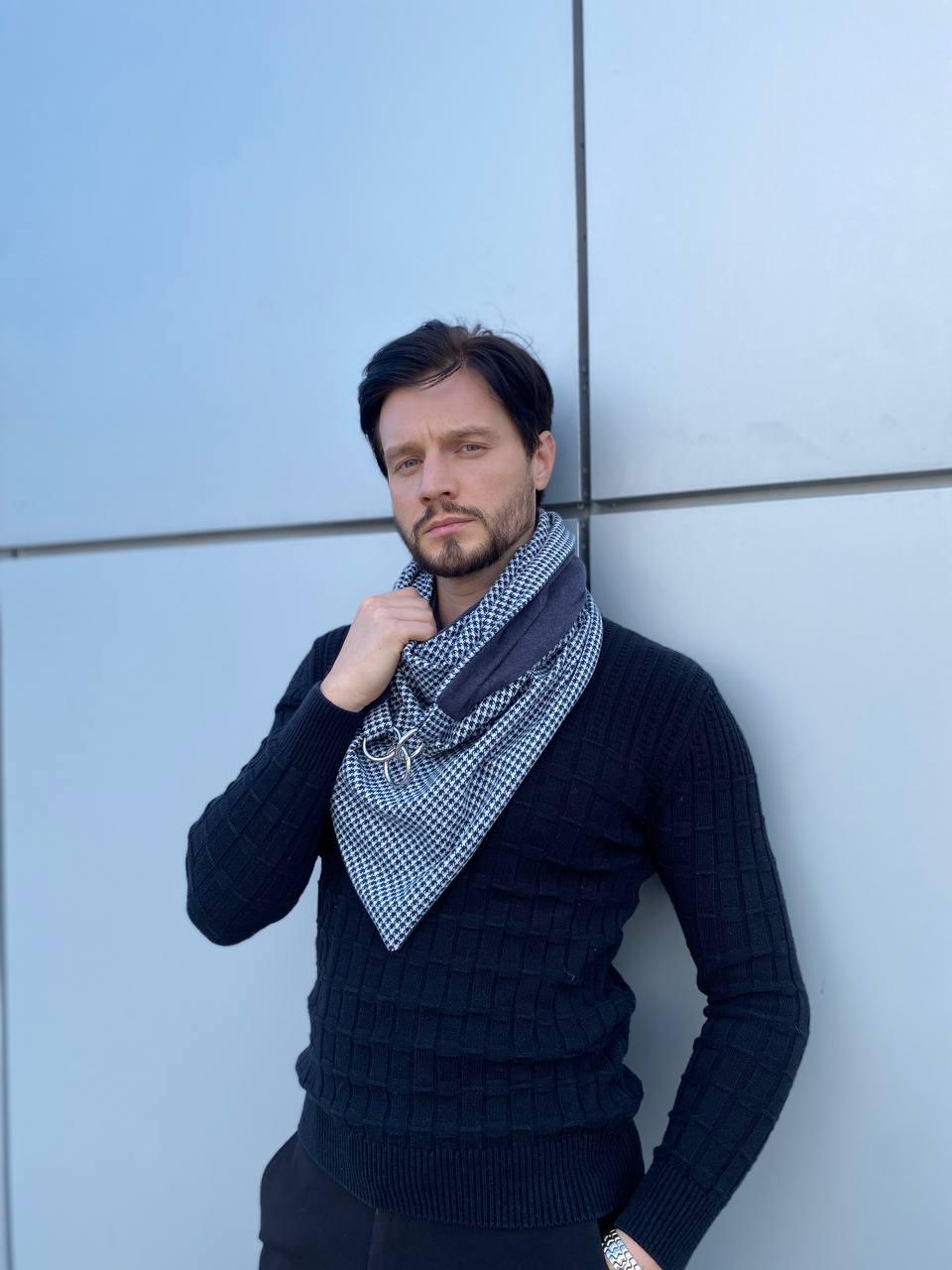 Шарф чоловічий My Scarf Единбург двосторонній вовняний Сірий (29512891)