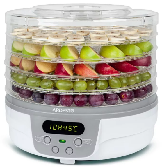 Сушарка для овочів і фруктів Ardesto FDB-5320 245W 5 піддонів 3 см d32 см (УТ000075858) Сушарка для овочів і фруктів Ardesto FDB-5320 245W 5 піддонів 3 см d32 см (УТ000075858)