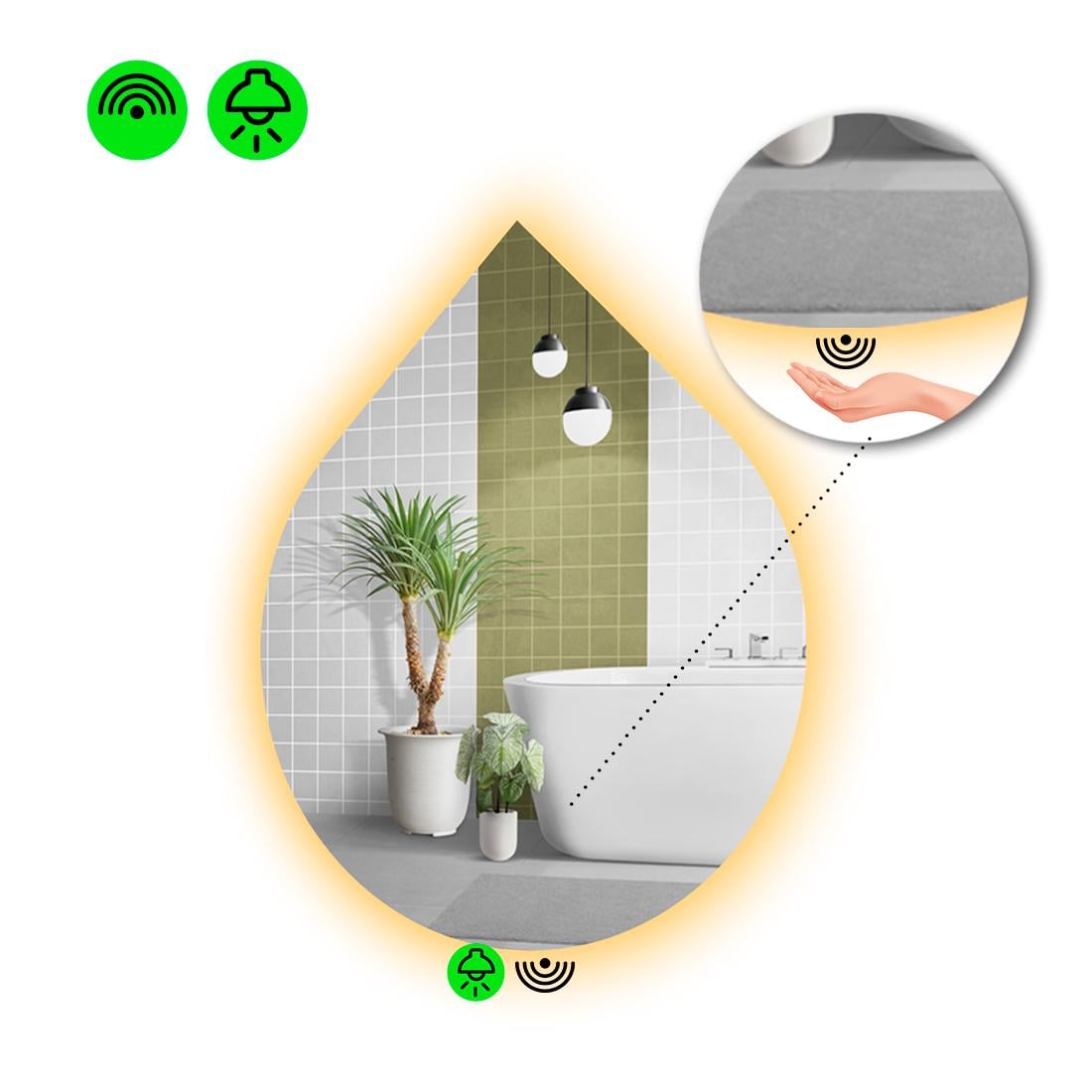 Зеркало с LED подсветкой Goccia 2 с ИК включателем 100x80 см (8737008)