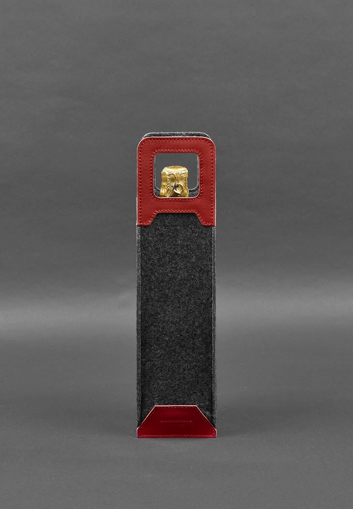 Чохол для вина 1.0 із фетру зі шкіряними вставками Краст Червоний (A-027937) - фото 2 Чохол для вина 1.0 із фетру зі шкіряними вставками Краст Червоний (A-027937) - фото 2