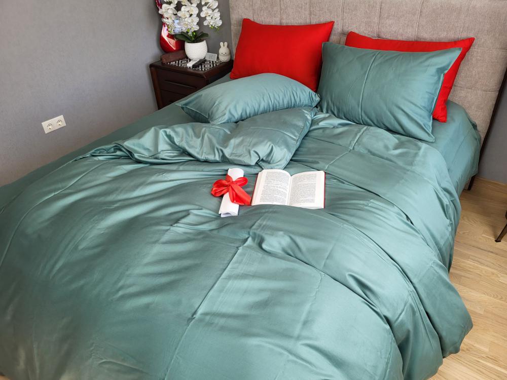 Комплект постельного белья на резинке Моно сатин Premium семейный/наволочки 50х70/70х70 см Mountain Fog (5767) - фото 2