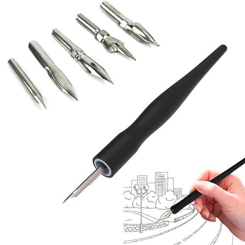 Тримач для пера з 5 перами набір для каліграфії Black (828382) - фото 6