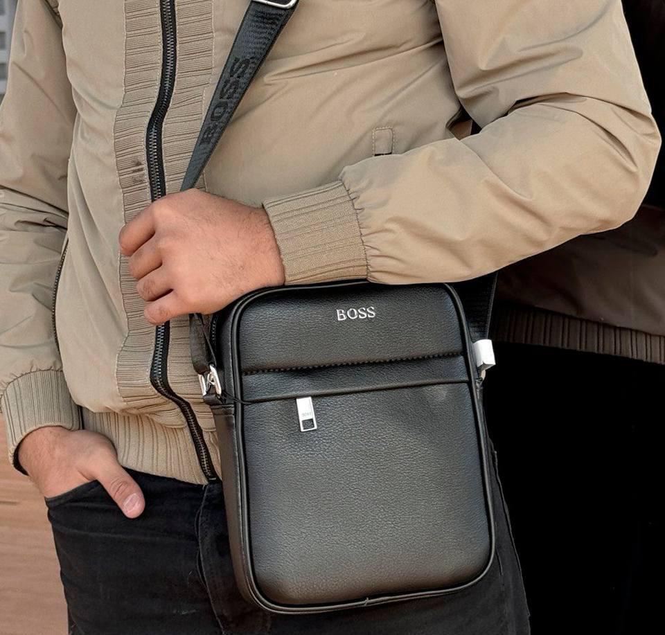 Сумка мужская брендовая BOSS экокожа Черный (0122-2 PTR) - фото 3 Сумка мужская брендовая BOSS экокожа Черный (0122-2 PTR) - фото 3