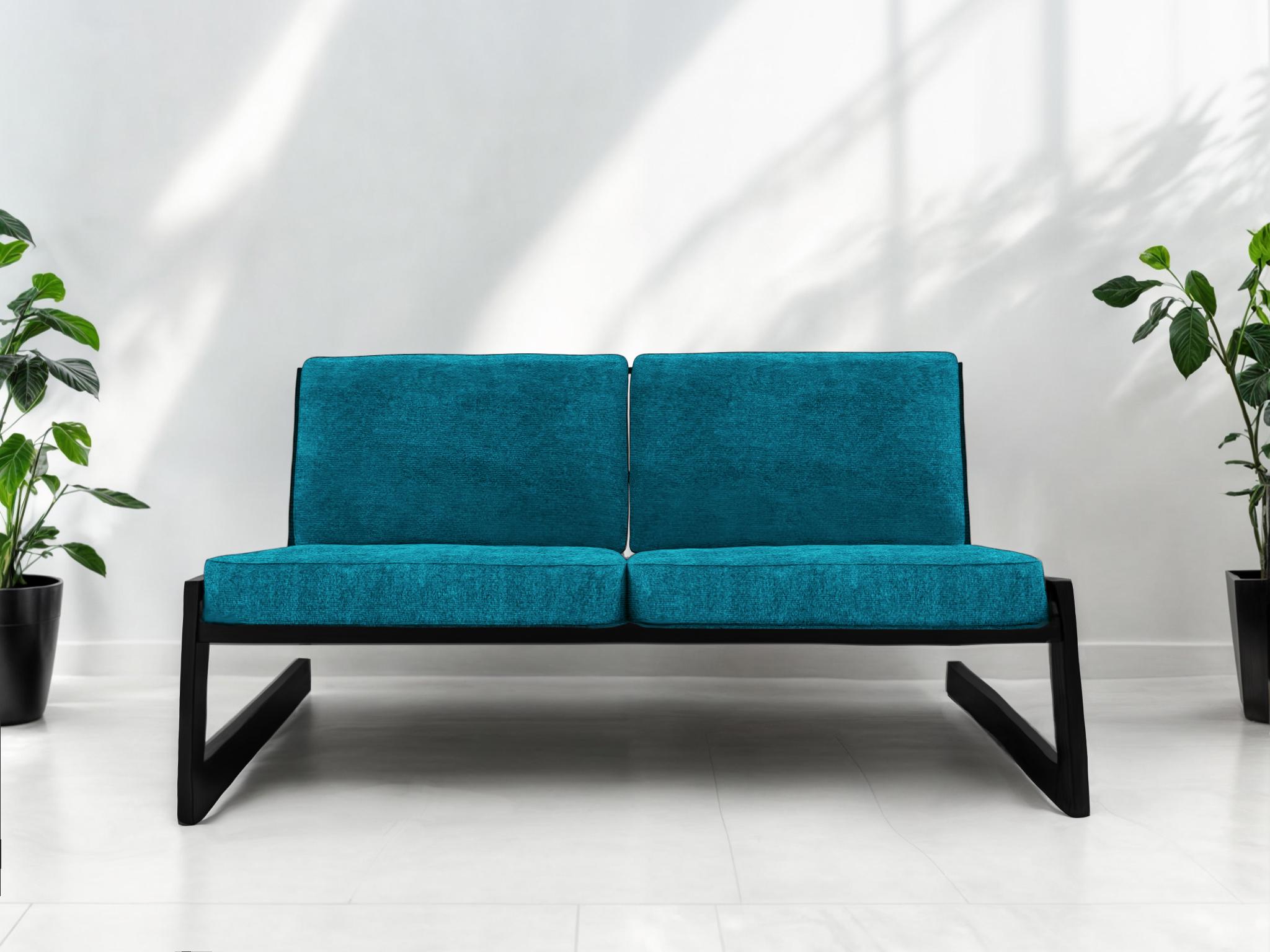 Диван металевий Tobi Sho Флекс DV6 з подушками 750х1260х700 мм рогожка 16/Бірюзовий (DV069379)