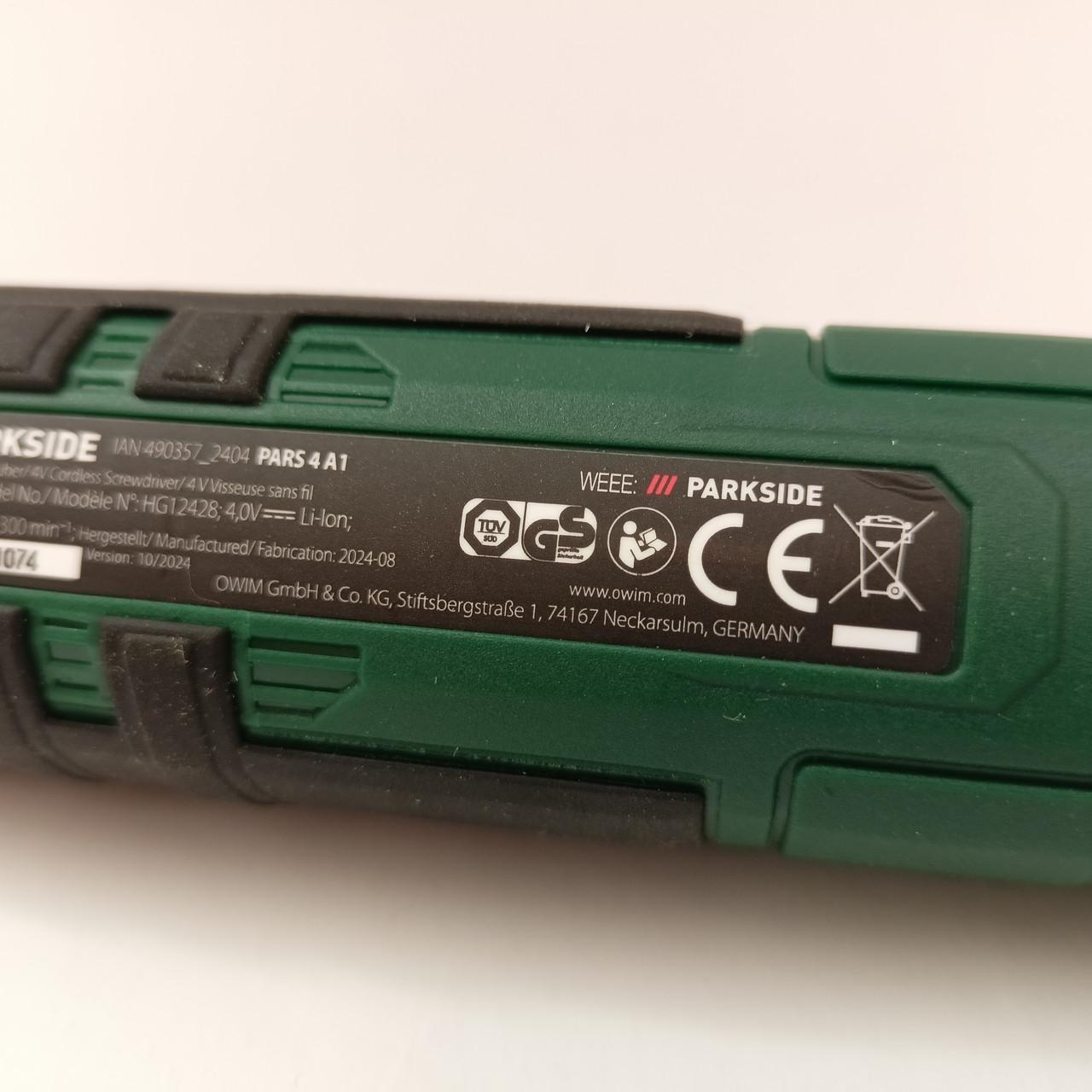 Отвертка аккумуляторная PARKSIDE PARS 4 A1 4 В 1,5 Ач 3 Нм USB-C (PARS 4 A1) - фото 8