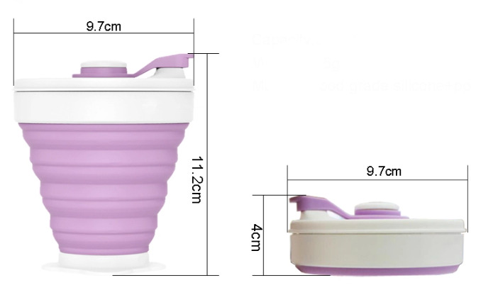 Складаний силіконовий еко-стакан SUNROZ Pocket Travel Cup для туризму та подорожей 350 мл Синій (SUN6804) - фото 2