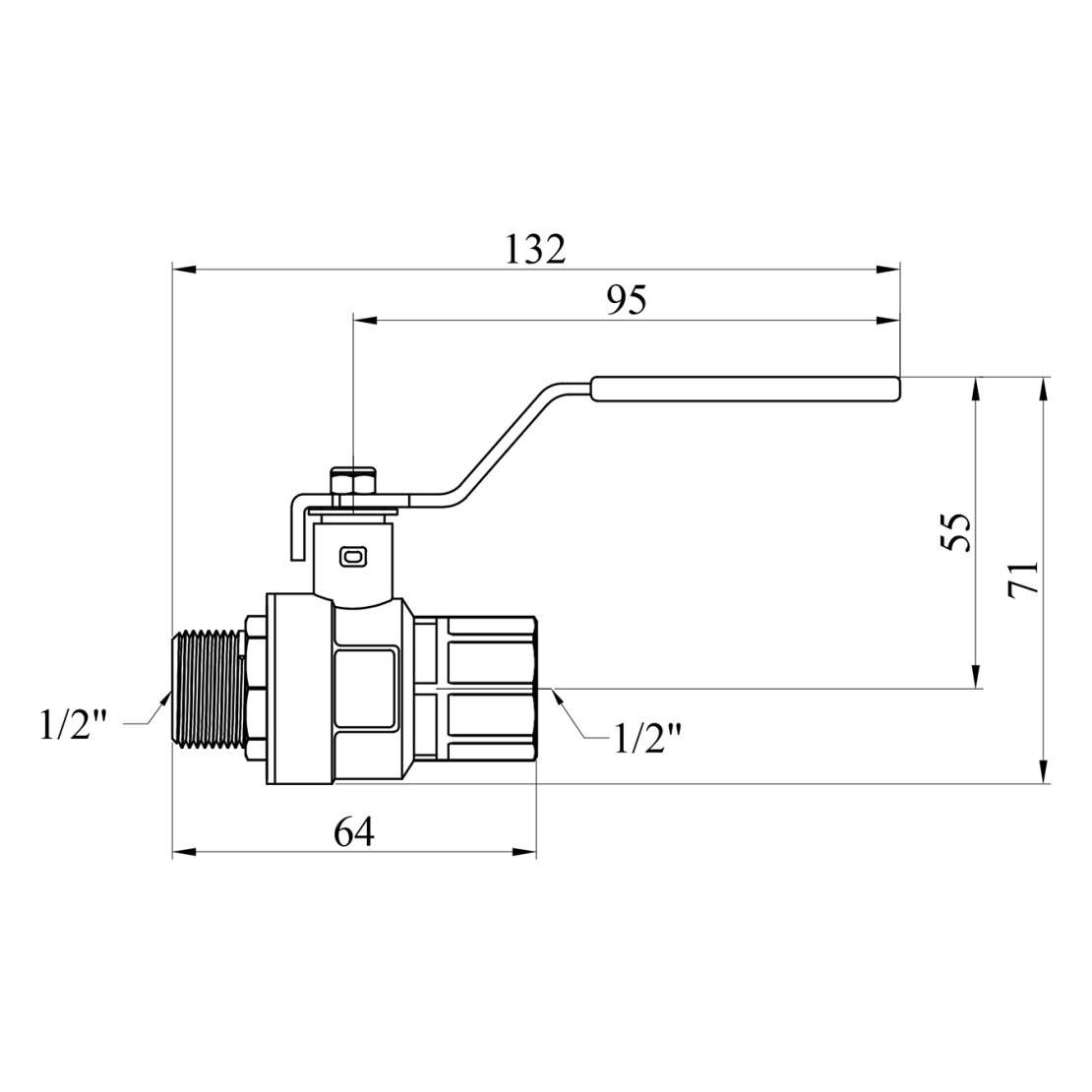 Кран шаровой Kroner ВН PN40 1/2" ручка/никелированный (CV033214) - фото 2 Кран шаровой Kroner ВН PN40 1/2" ручка/никелированный (CV033214) - фото 2