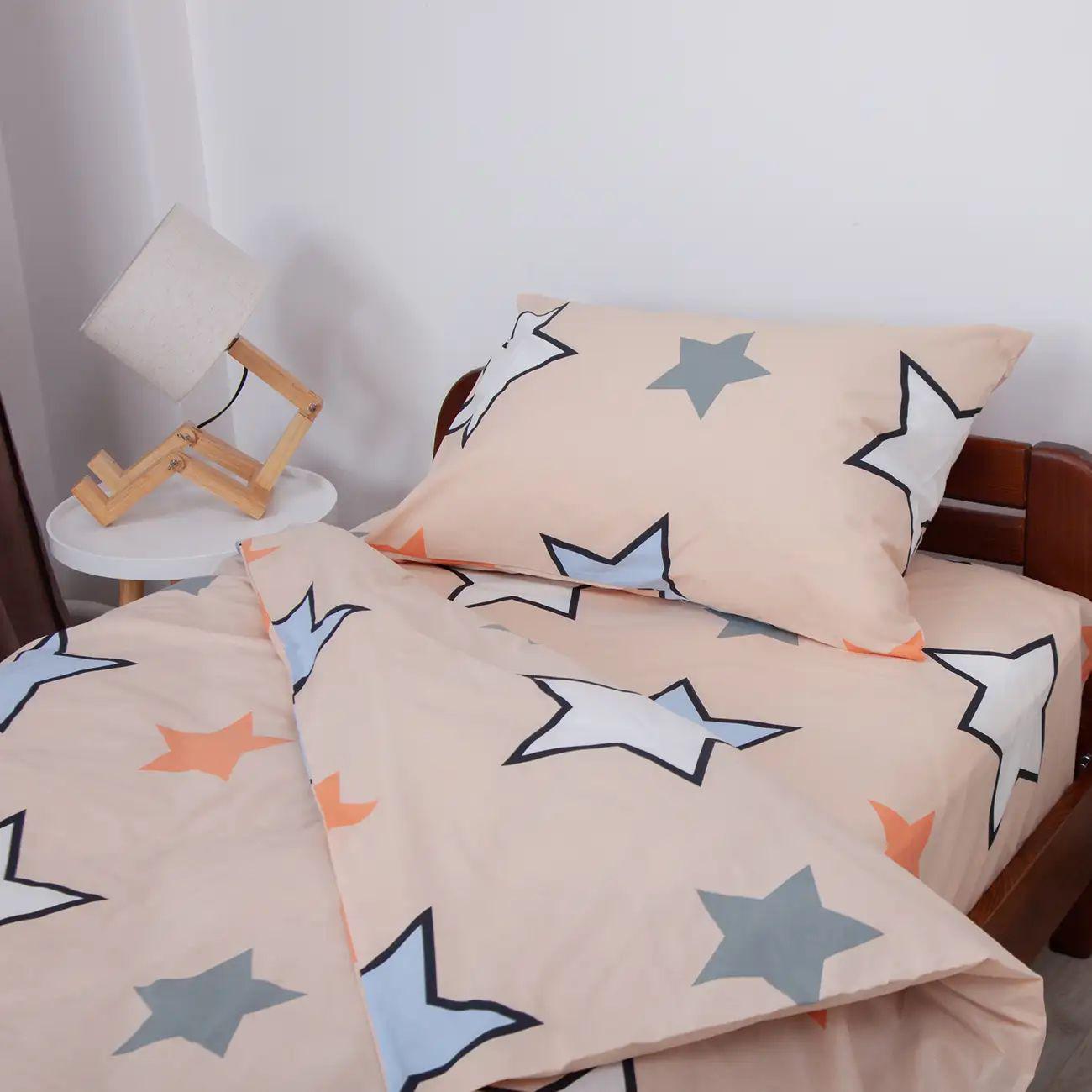 Комплект постільної білизни підлітковий Зірковий сон бязь з наволочкою 50x70 см Пудровий (22430150215)