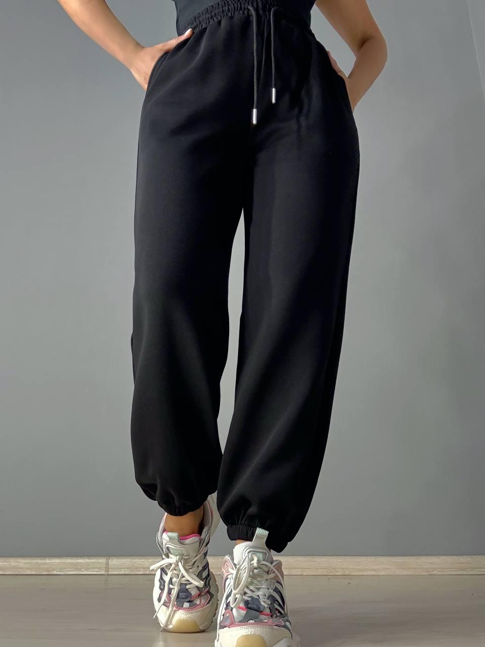 Брюки женские A-N 27090 джоггеры спортивные на резинке трикотажные L Черный (5219)