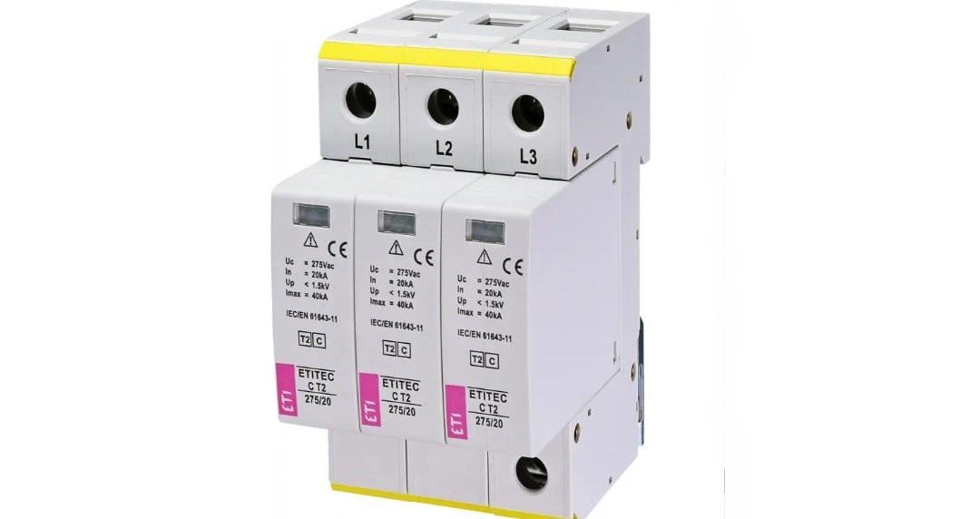 Устройство защиты от импульсных перенапряжений ETI ETITEC C T2 275/20 3+0 тип 2 40/20 Ка 275В 3P (38112526)
