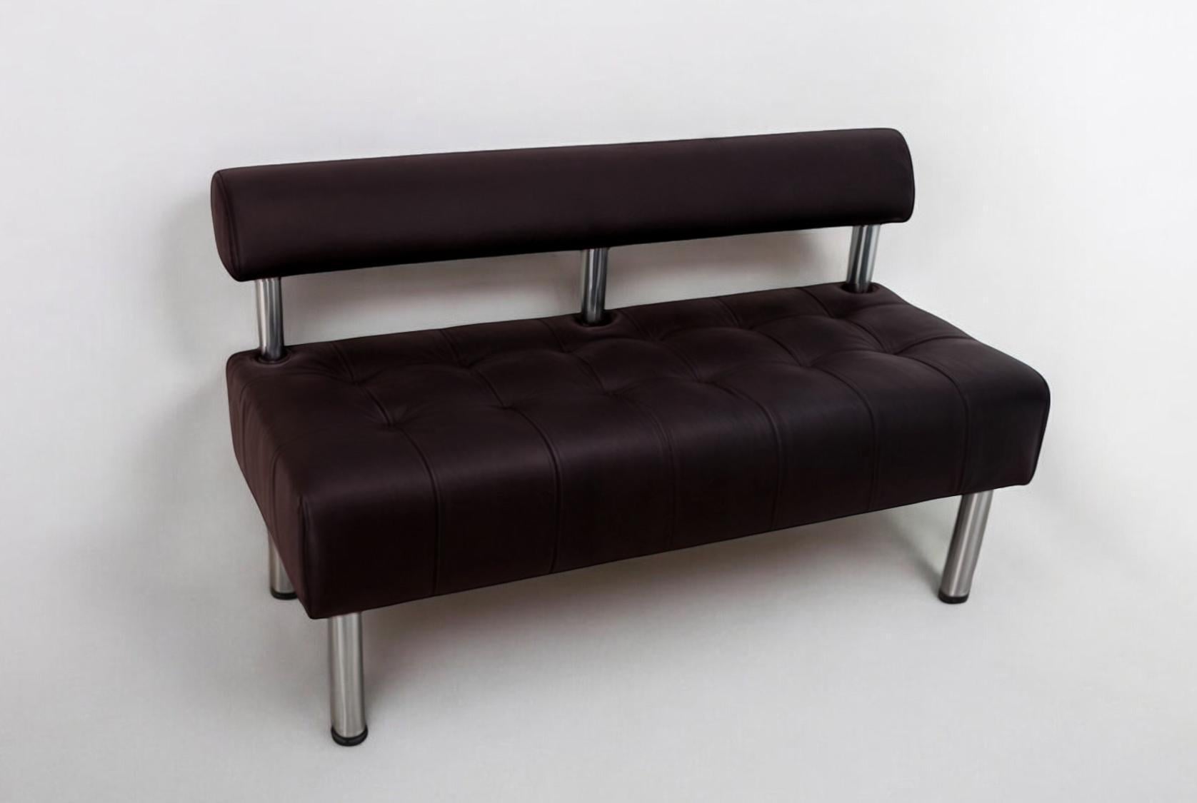 Диван офисный Tobi Sho Сити со спинкой без подлокотников 1200x530x750 мм кожзам Темный шоколад (22311)