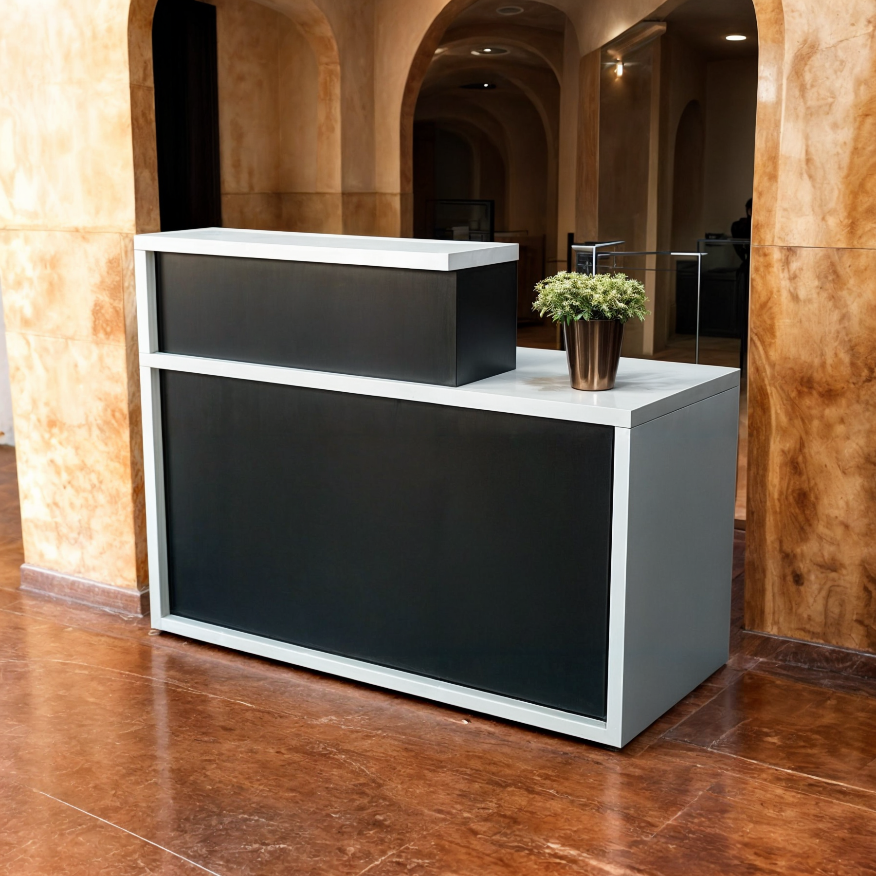 Стойка-ресепшн/4 Tobi Sho правосторонняя для офиса/салона 1600х600х1050 мм Белый/Черный (65956223) - фото 3
