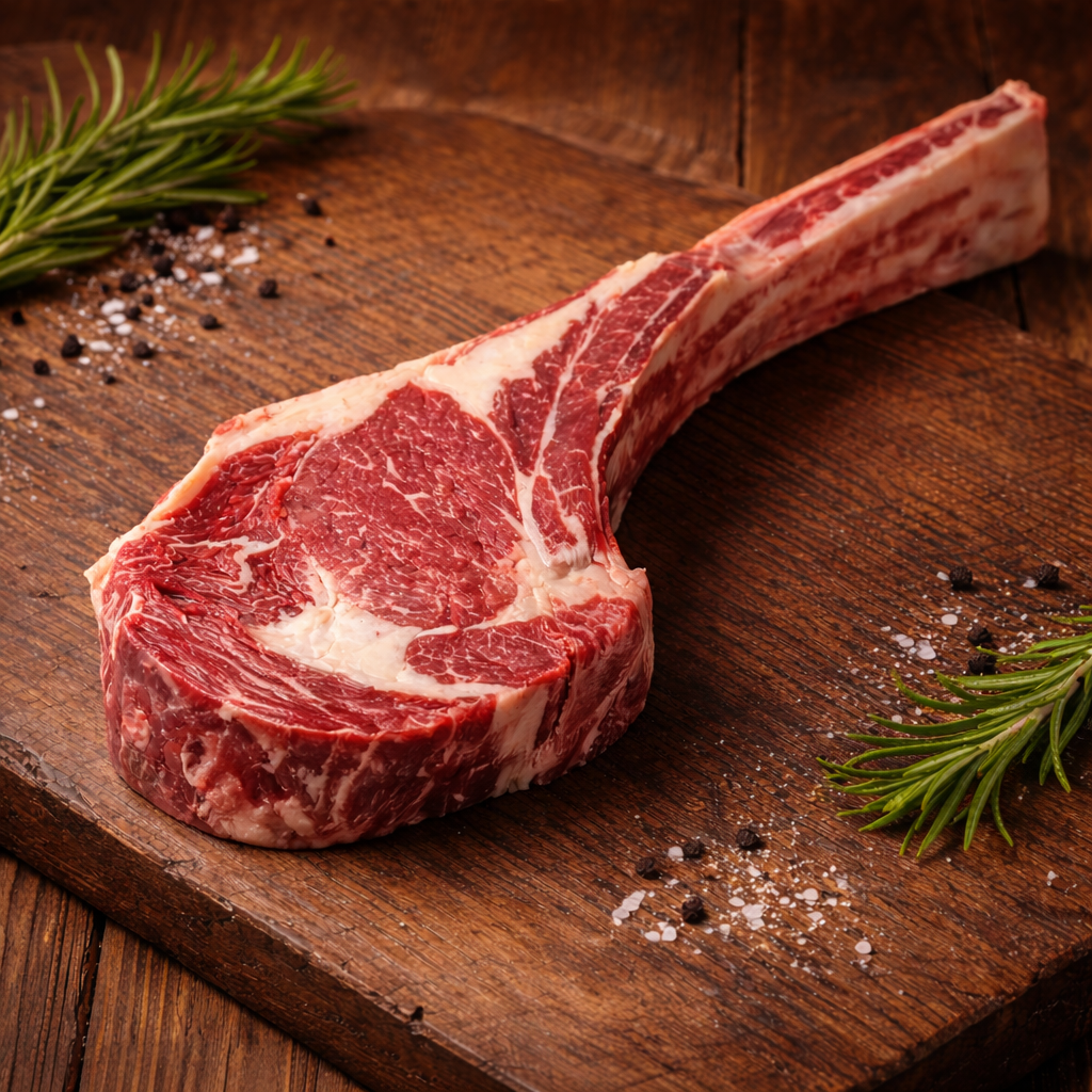 Стейк Томагавк Рибай на кости Чугун сухая выдержка 21 день 700-900 г