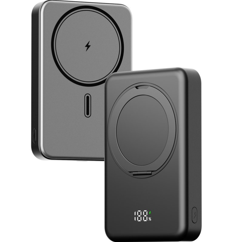 Повербанк с беспроводной зарядкой Gelius HOLDIX GP-PBW302 Magnetic Wireless Charge 15W 10000 mAh Black (2771247107) - фото 4 Повербанк с беспроводной зарядкой Gelius HOLDIX GP-PBW302 Magnetic Wireless Charge 15W 10000 mAh Black (2771247107) - фото 4