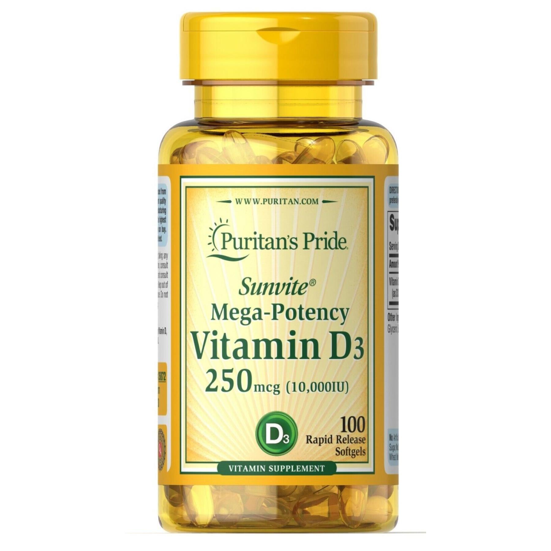 Витамин D3 250 mcg 10000 IU Mega-Potency 100 softgels (100-46-3018922-20)