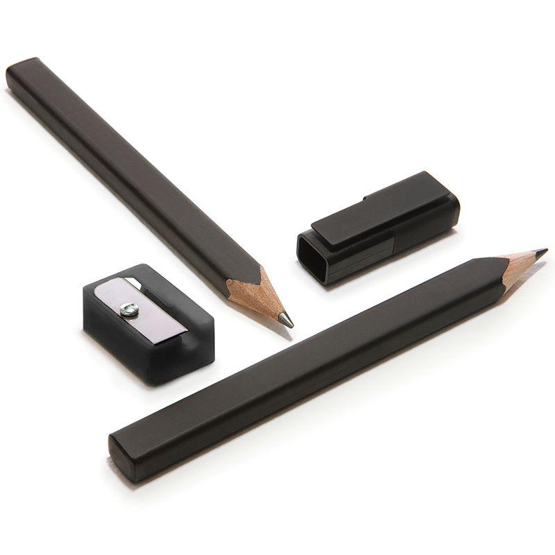 Набор канцелярский Moleskine Pencil Set 2 карандаша и точилка Черный (EW1PSA) - фото 1