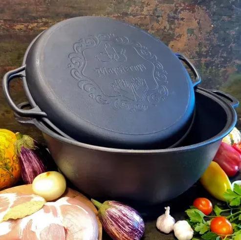 Котел чугунный туристический с крышкой-сковородом/плоским дном на открытом огне 18 л (2596433975) - фото 7 Котел чугунный туристический с крышкой-сковородом/плоским дном на открытом огне 18 л (2596433975) - фото 7