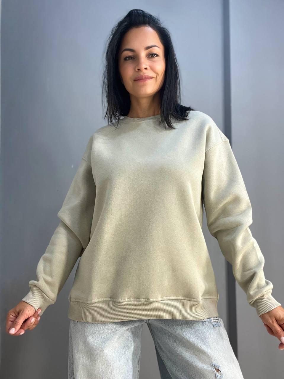 Свитшот женский PEPPER MINT 24-14 базовый простой удлиненный оверсайз M Темно-бежевый (944) - фото 2