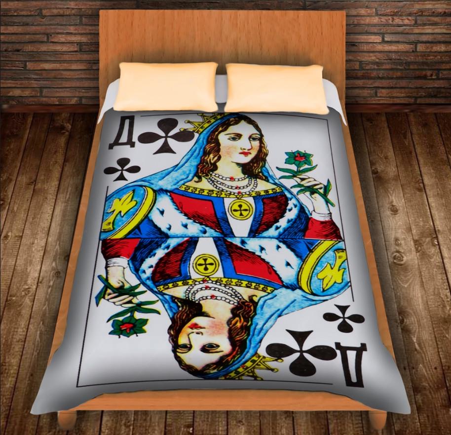 Плед з 3D принтом Гральні Карти Дама Треф 150x200 см (epi_0381)