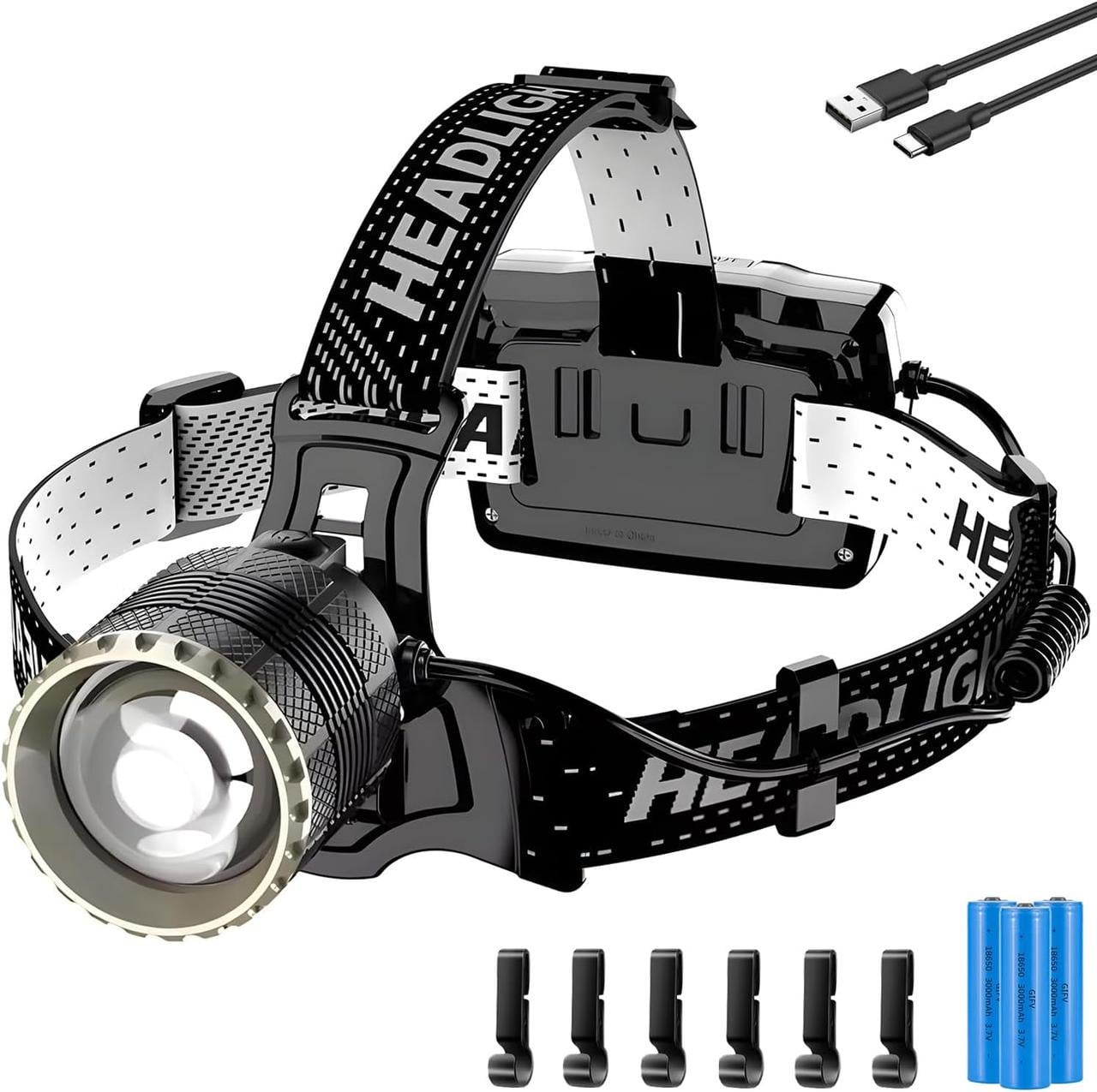 Ліхтарик світлодіодний налобний LEKIA Head Torch USB 90000LM 4 режими із сенсорною функцією (3198242575)