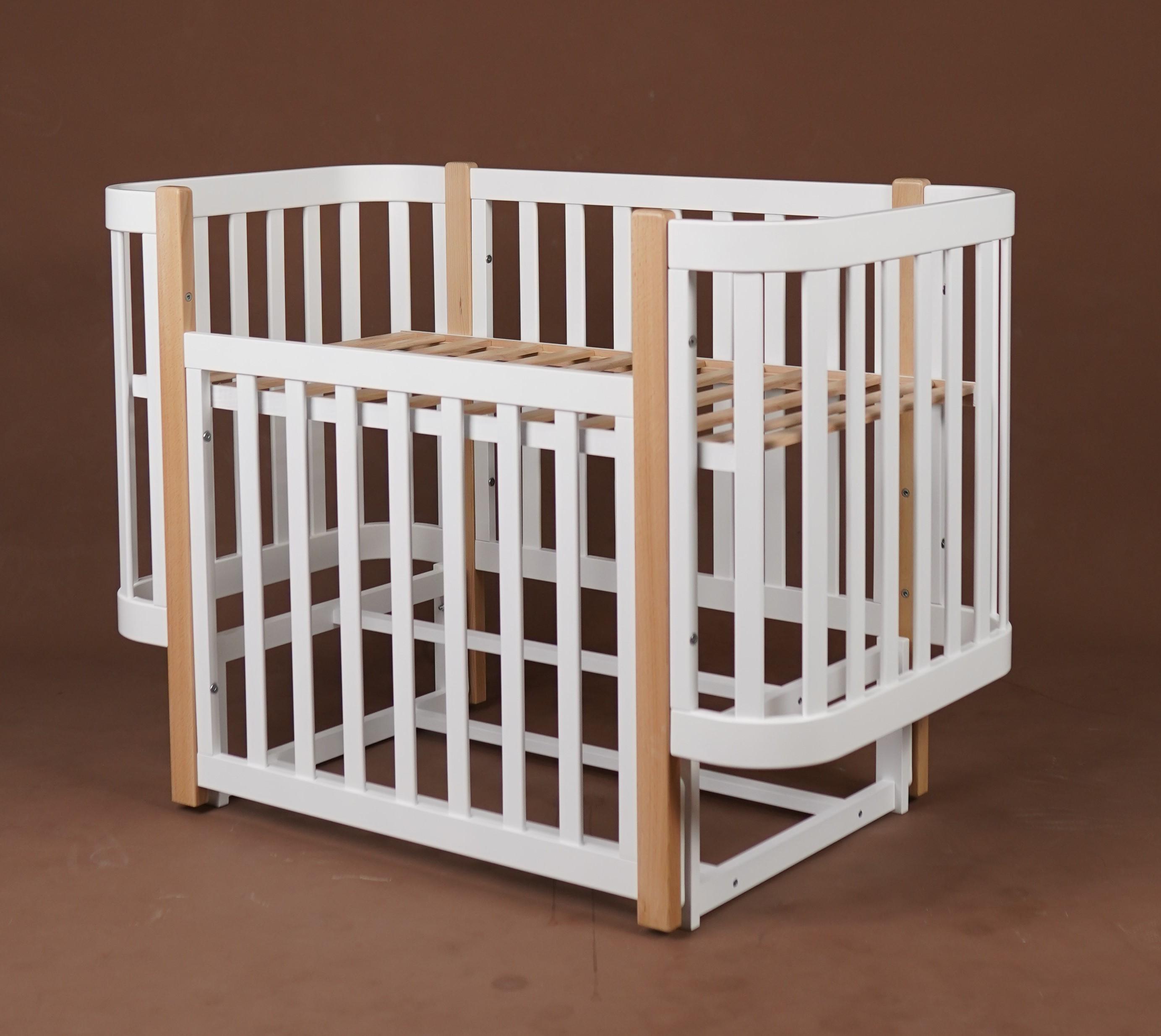 Детская кроватка Dominanta Венеция с маятником и подвижной боковиной Белый с натуральным (ЛД 9 БН_02) - фото 2 Детская кроватка Dominanta Венеция с маятником и подвижной боковиной Белый с натуральным (ЛД 9 БН_02) - фото 2