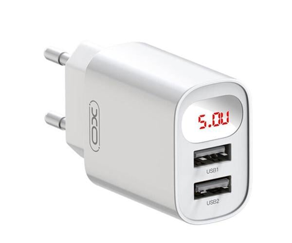 Устройство сетевое зарядное Xo L-95 2USB 2,4 A с LCD дисплеем и кабелем USB/Type-C White