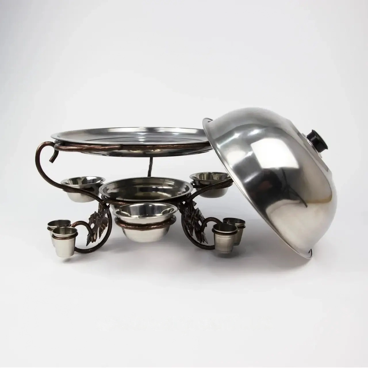 Садж для подачи Vip Виноградный лист 36 см + крышка с соусницами и рюмками (10555389)