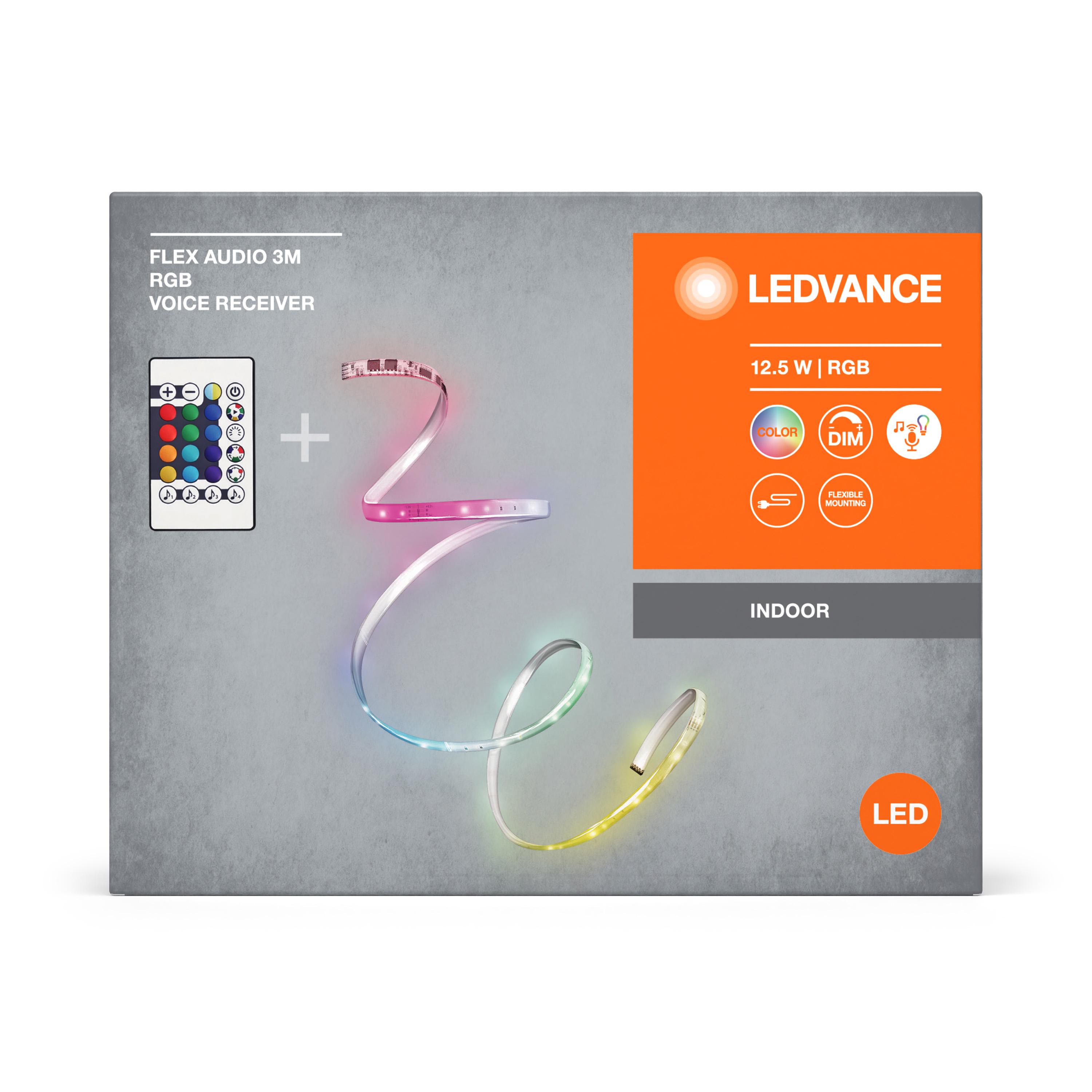 Світлодіодна стрічка Ledvance Audio RGB з пультом та акумулятором 12,5W 220V IP20 DIM 3000х3х10 мм (4099854095382) - фото 4