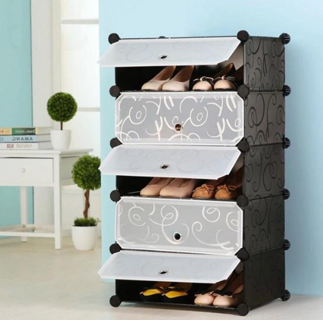 Шафа для зберігання взуття пластикова на 5 секцій 37х37х90 см (15934) - фото 4 Шафа для зберігання взуття пластикова на 5 секцій 37х37х90 см (15934) - фото 4