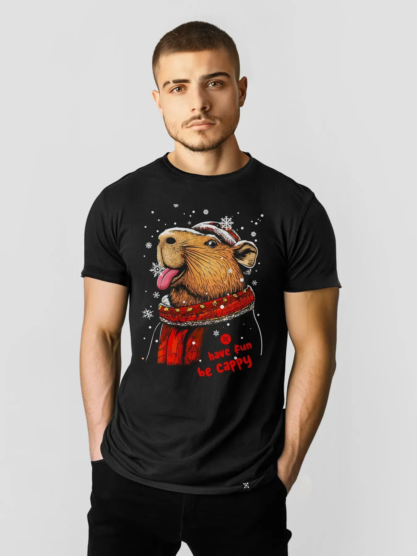 Футболка мужская Капибара "Have Fun, be Cappy" 2XL Черный (27198231)
