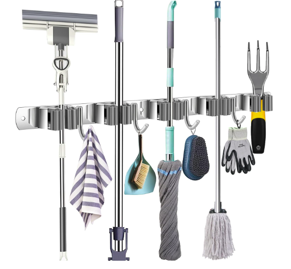 Держатель для швабры с клипсами 5 шт./крючками 6 шт. (30821234)